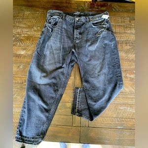 Black denim, OLD NAVY high rise slouchy denim size 16, distressed